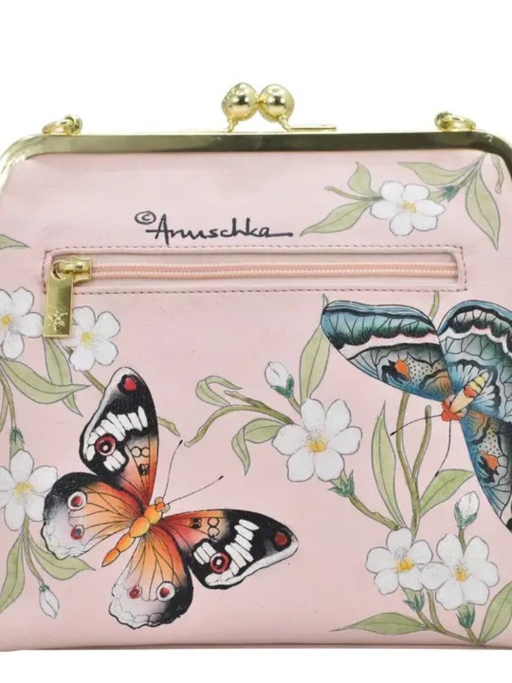 Anuschka hand painted Butterfly Bloom Kisslock Crossbody - Picture 4 of 6